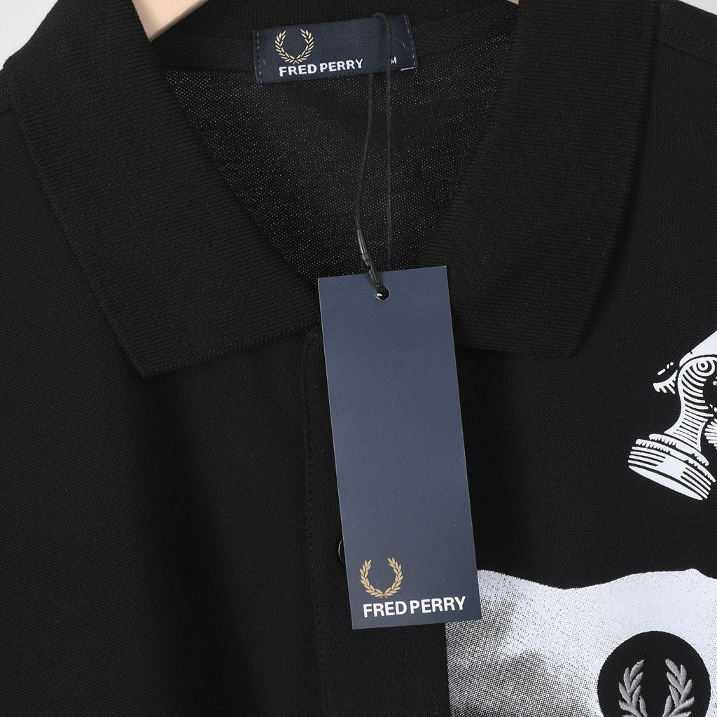 BLACK GRAPHIC POLO T-SHIRT