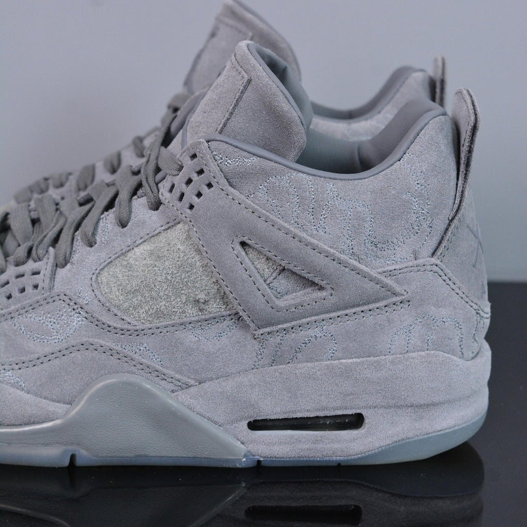 KAWS x Air Jordan 4 Cool Grey - lateral side close-up