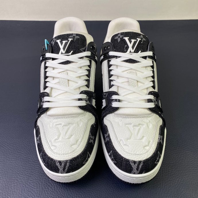 Louis Vuitton LV Trainer Black Denim Monogram - Front