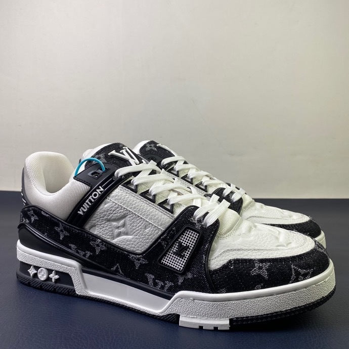 Louis Vuitton LV Trainer Black Denim Monogram - Heel
