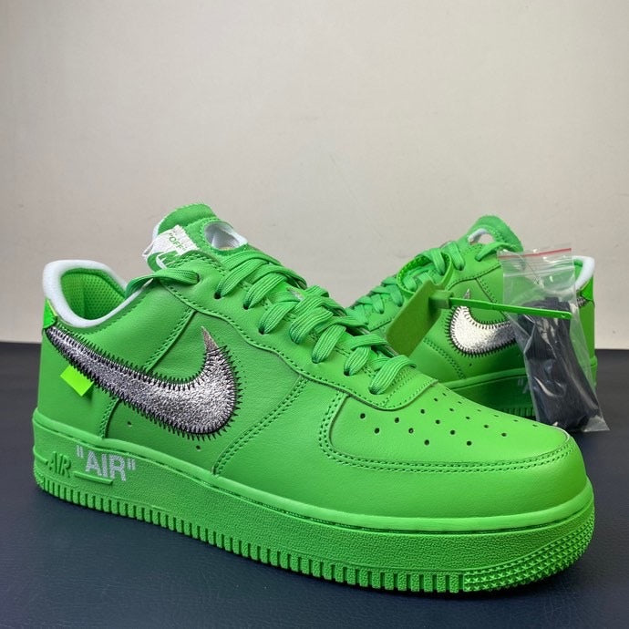 Louis Vuitton x Nike Air Force 1 Low Light Green Spark - Side Profile with Swoosh Detail