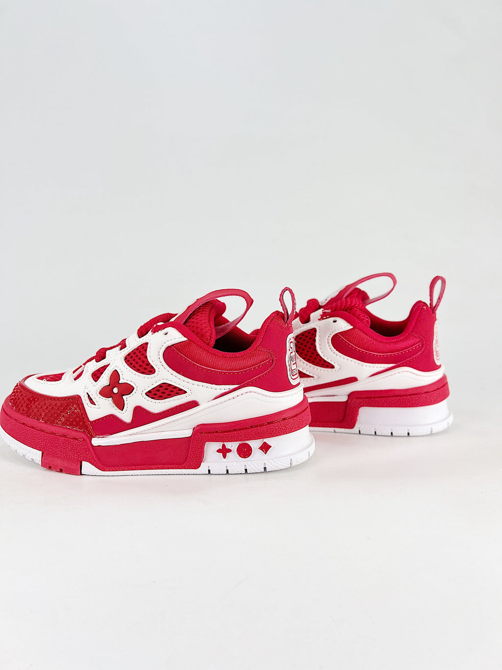 LV Skate Sneaker Red White - Three quarter front view pair