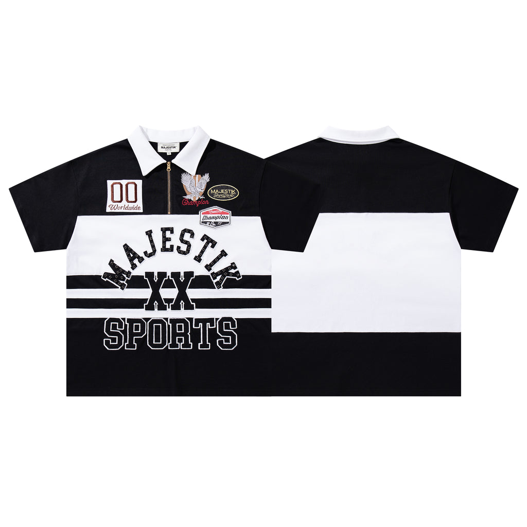 MAJESTIK - COLLARD ZIP UP T-SHIRT