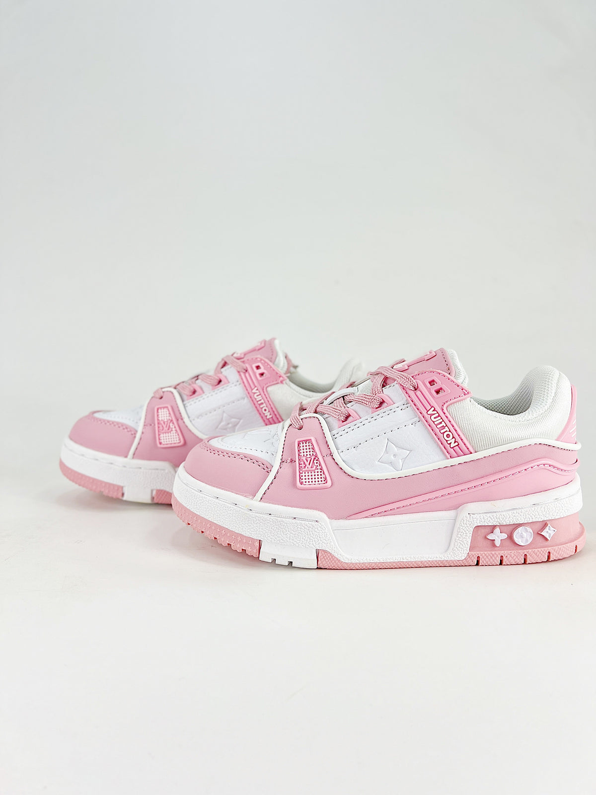 LV Trainer Sneaker Pink White – top-down view