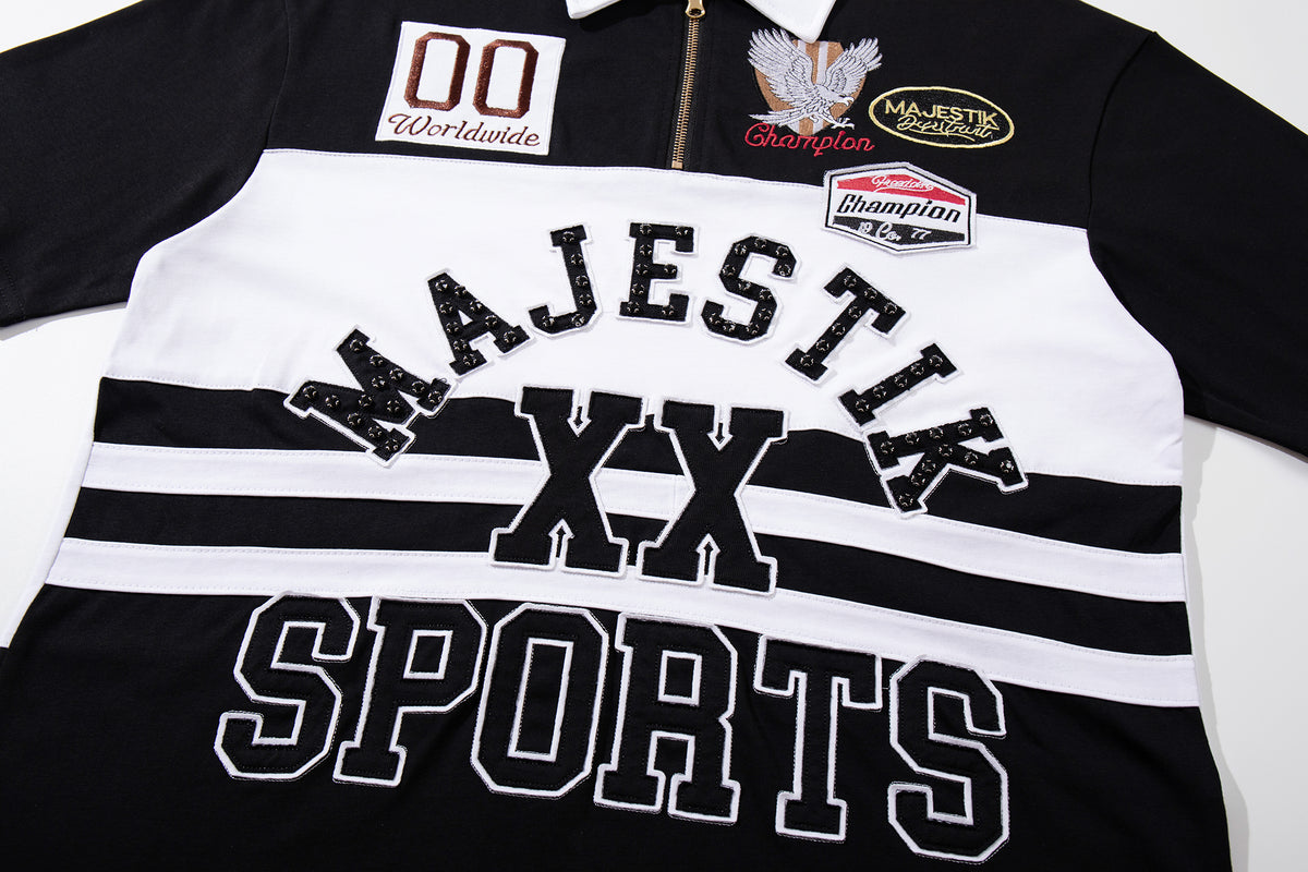 MAJESTIK - COLLARD ZIP UP T-SHIRT