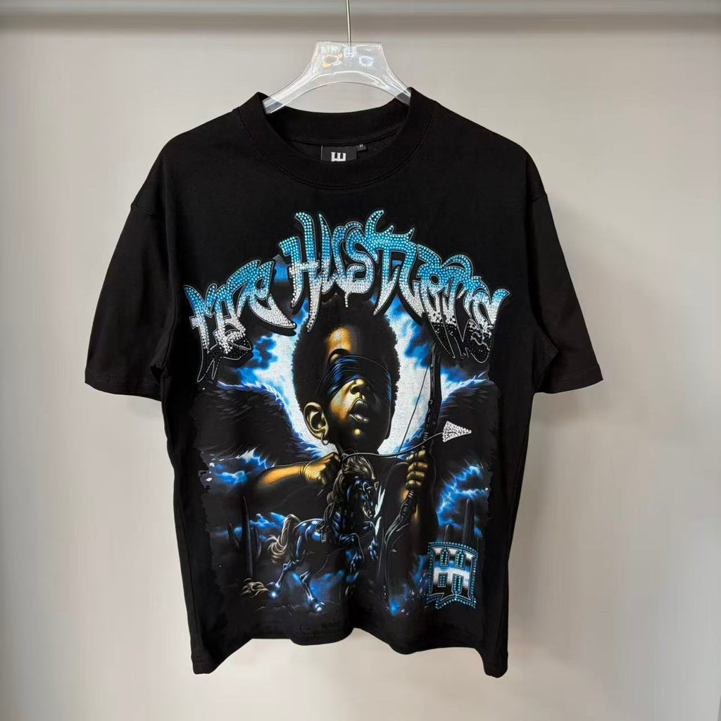 Hustron Angel Rhinestone Graphic Tee