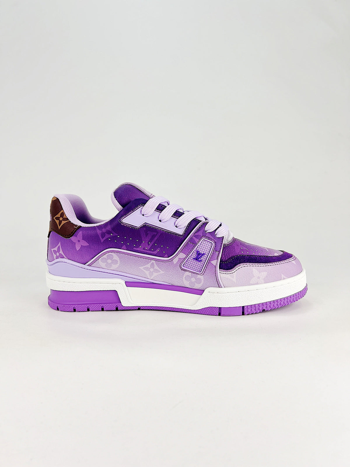 LV Trainer #54 Purple Monogram - Angled pair view