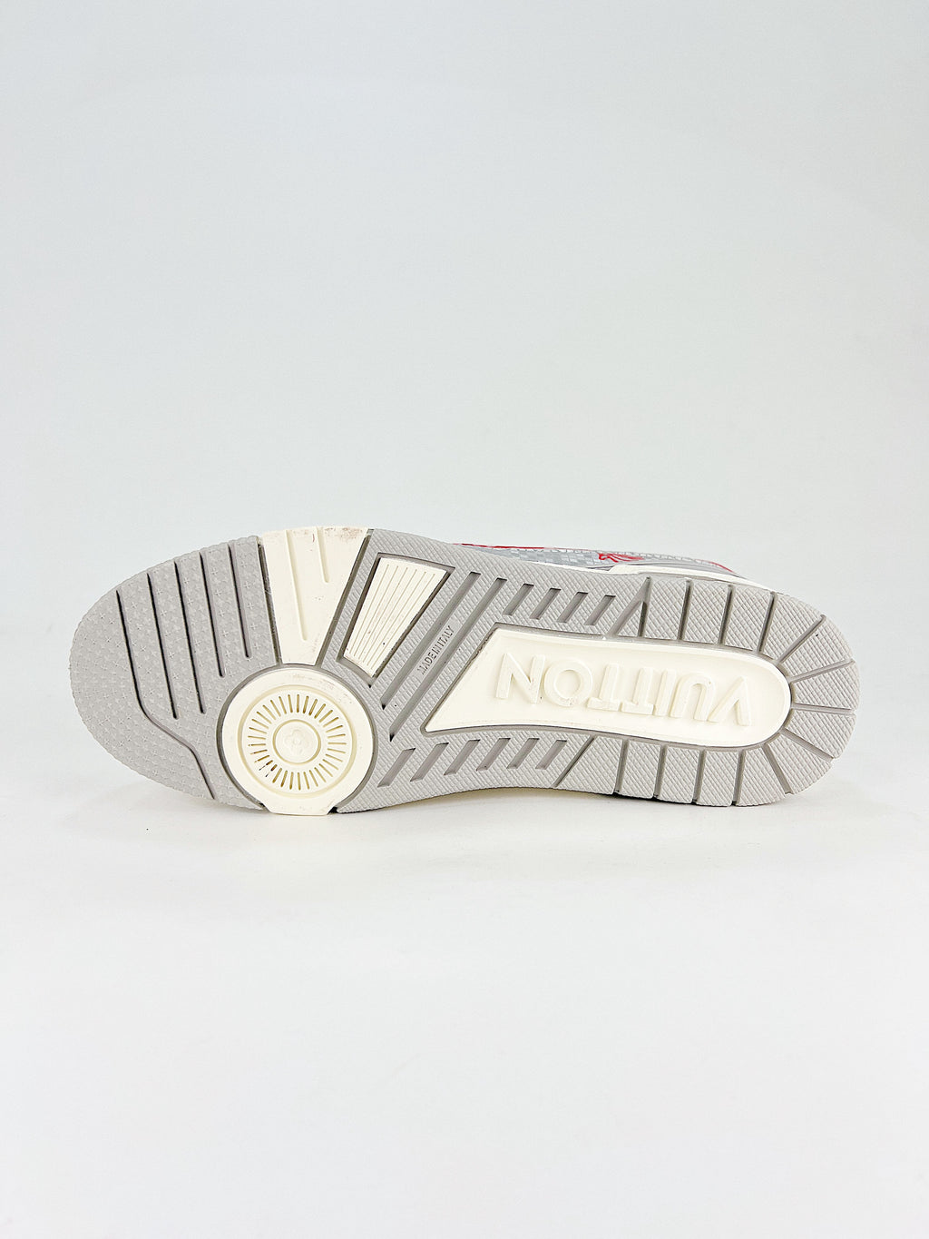 Louis Vuitton LV Trainer White Silver Red - Outsole view