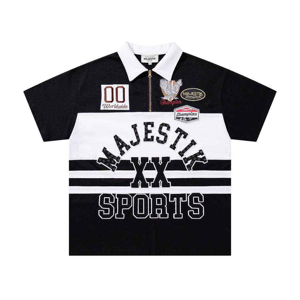 MAJESTIK - COLLARD ZIP UP T-SHIRT