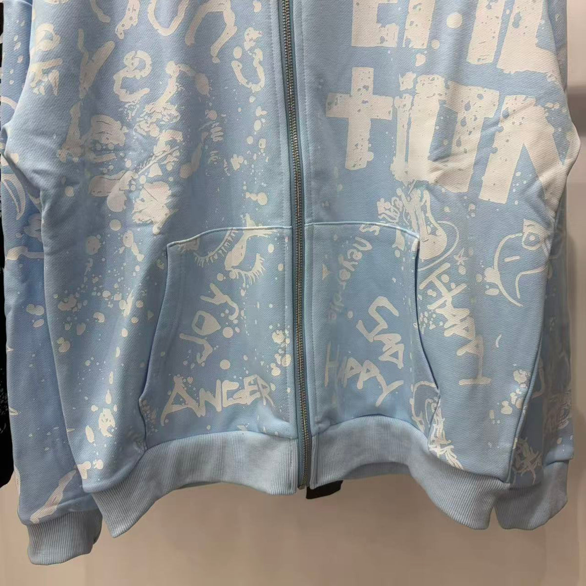 Mixed Emotion Graffiti Zip-Up Hoodie