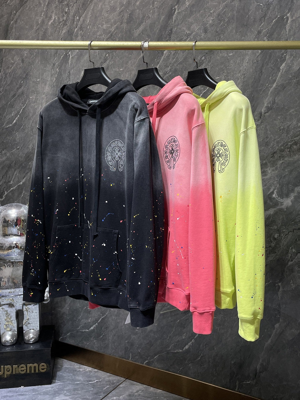 Chrome Hearts Rhinestone Horseshoe Hoodie - Black front detail