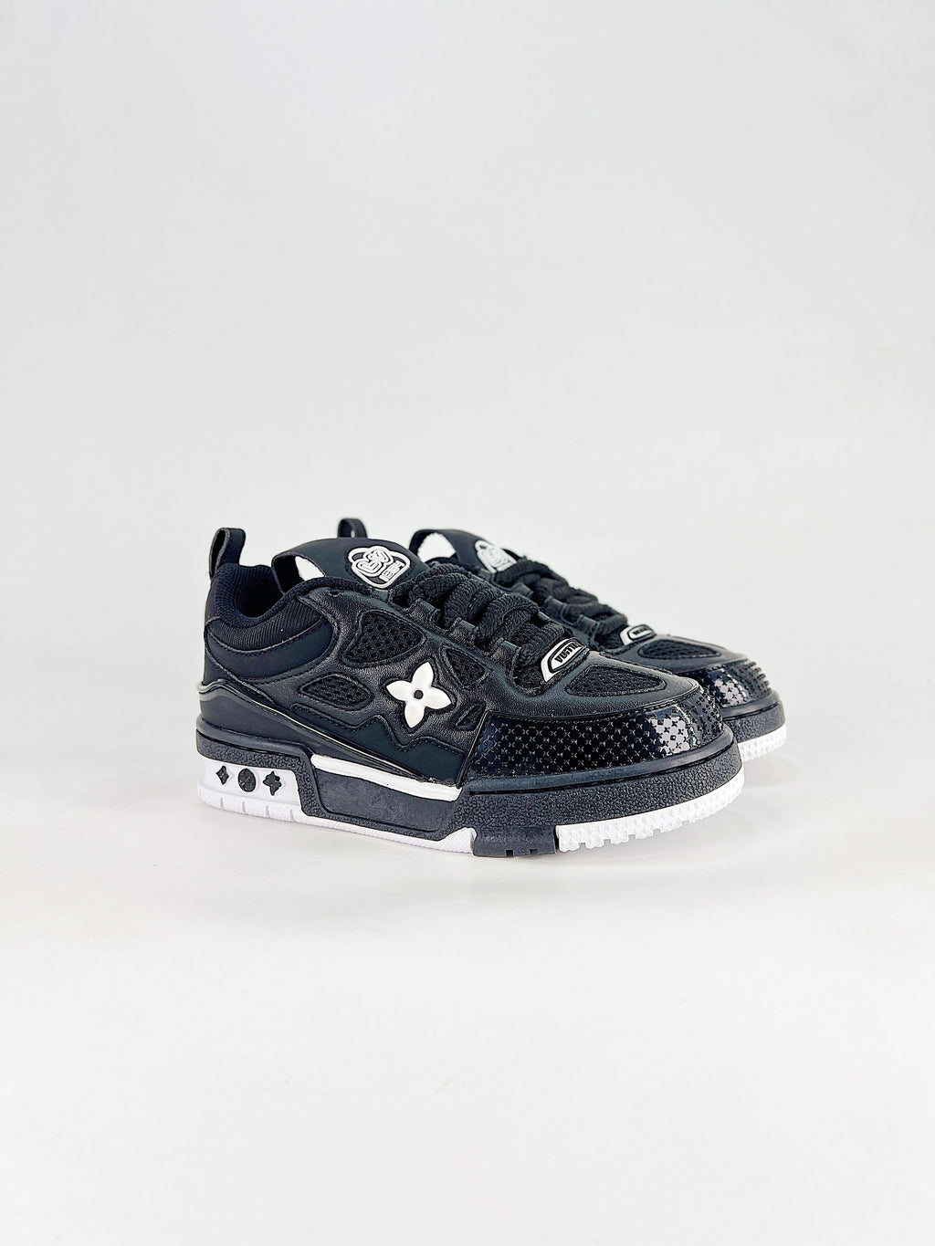 LV Skate Sneaker Black White – front three-quarter view