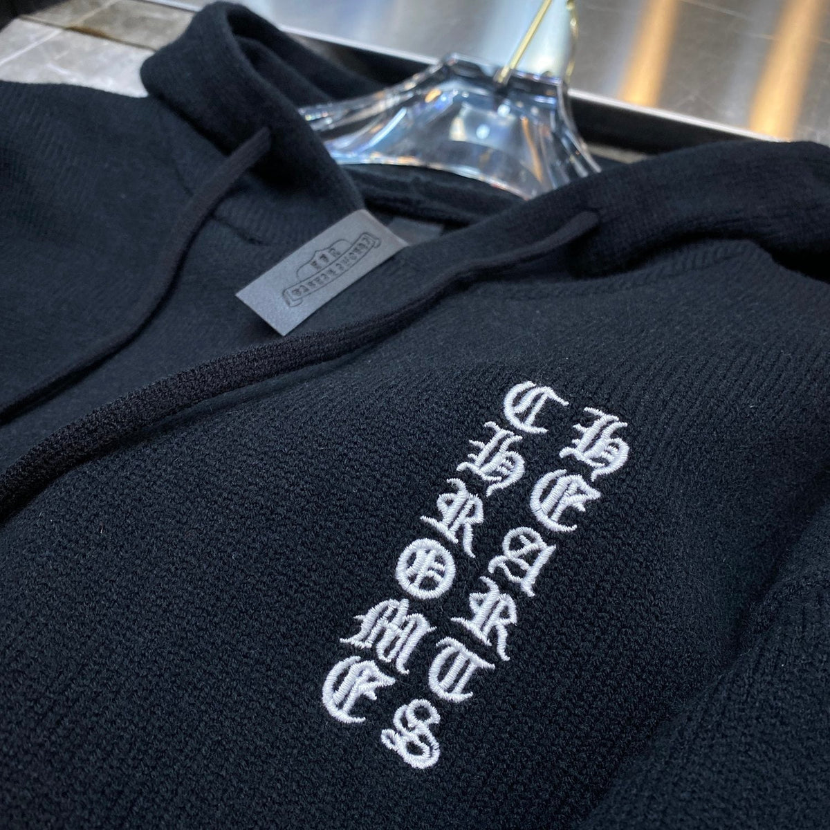 Chrome Hearts Multicolor Cross Patch Black Knit Hoodie