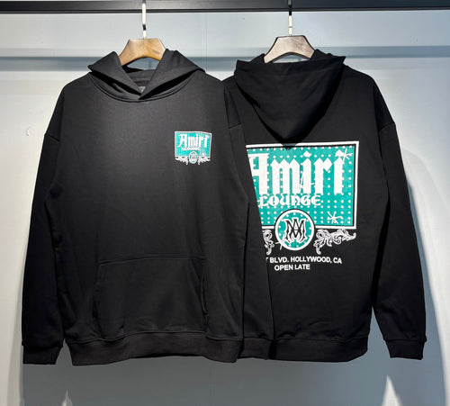 Amiri Lounge Hoodie Black – Front and Back View