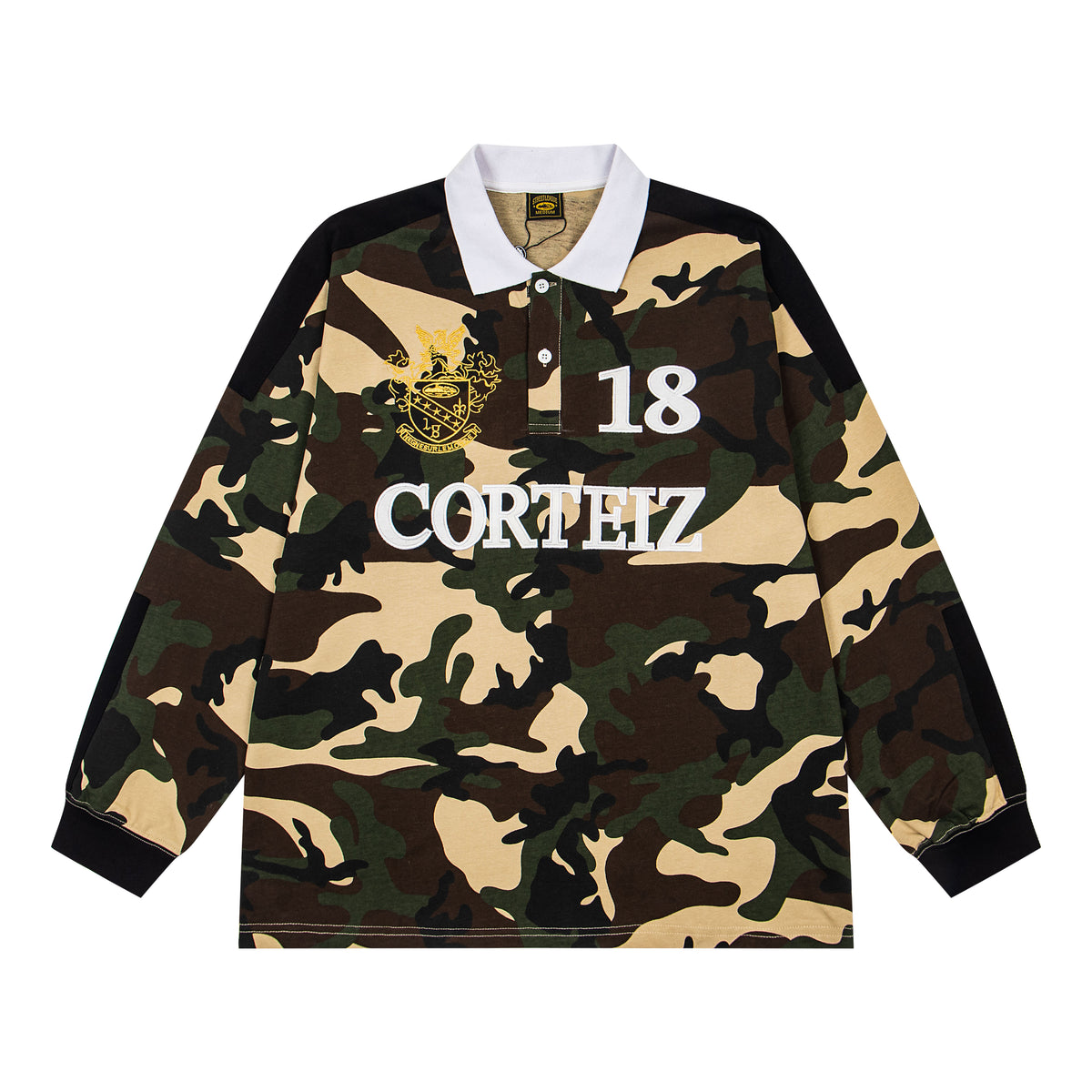 CORTEIZ - LONG SLEEVE CAMO COLLARD TOP