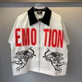 MIXED EMOTIONS ZIP UP COLLARD T-SHIRT
