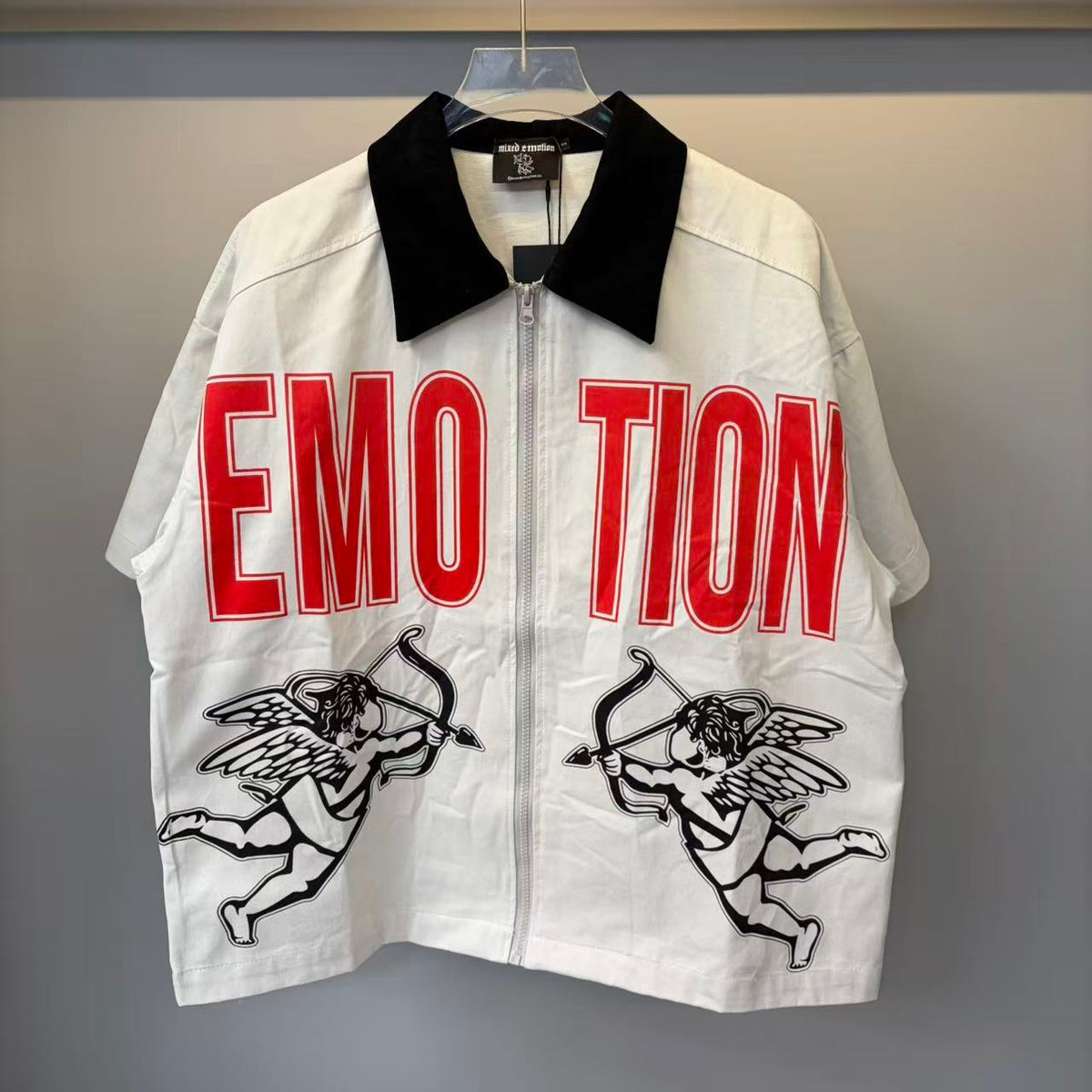 MIXED EMOTIONS ZIP UP COLLARD T-SHIRT