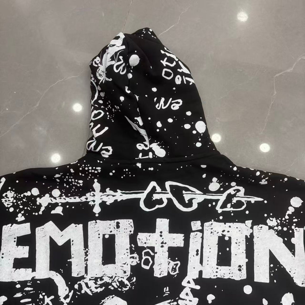 Mixed Emotion Graffiti Zip-Up Hoodie