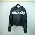 Hellstar Studios Flame Face Hoodie Washed Black - Front