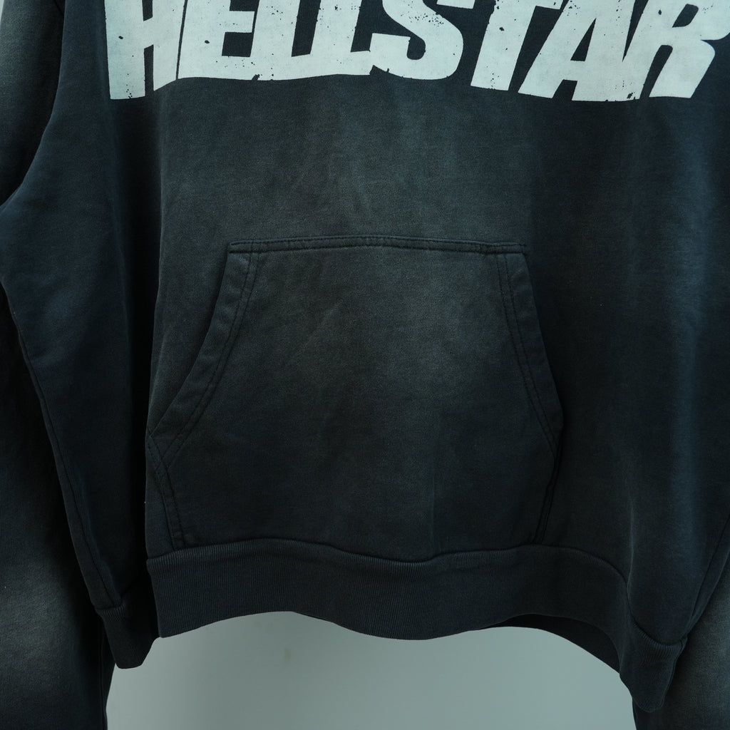 Hellstar Studios Flame Face Hoodie — Washed Black