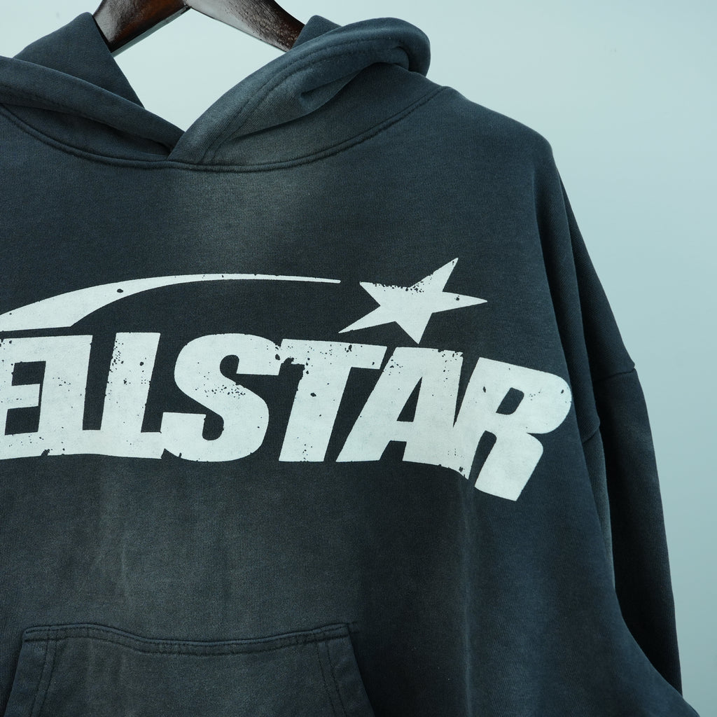 Hellstar Studios Flame Face Hoodie — Washed Black