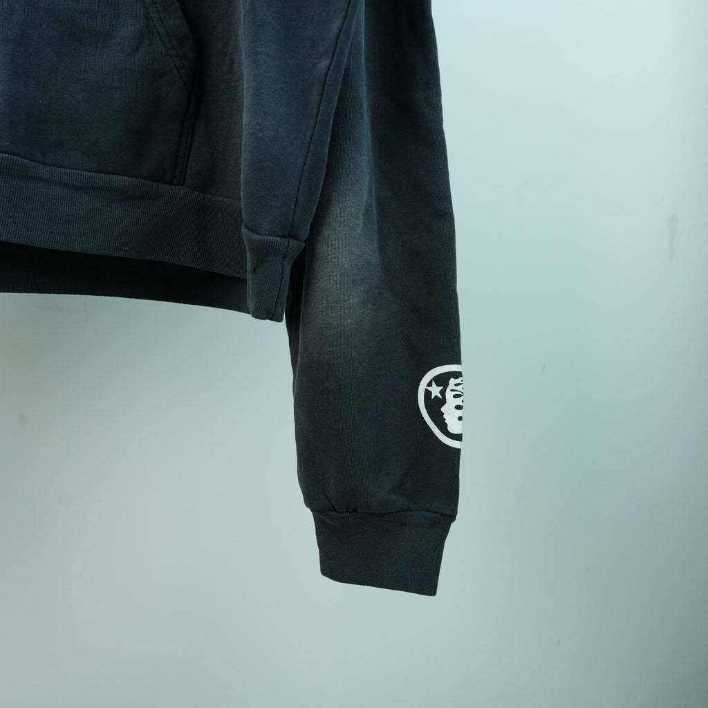 Hellstar Studios Flame Face Hoodie — Washed Black