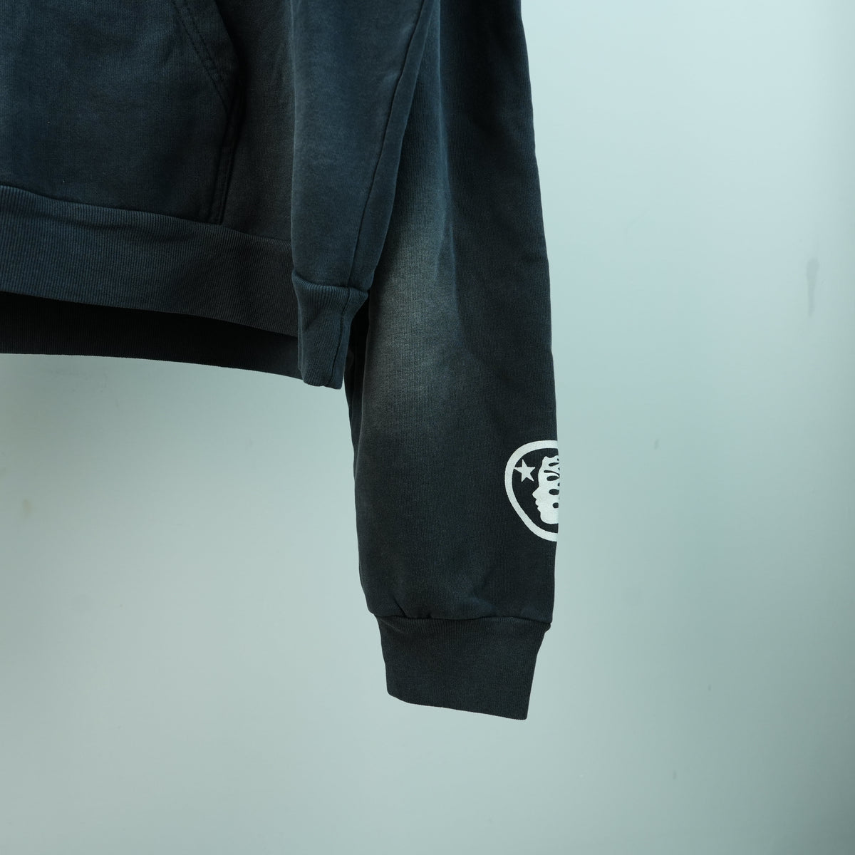 Hellstar Studios Flame Face Hoodie — Washed Black