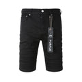 Purple Brand Black Denim Shorts - Front and Back View