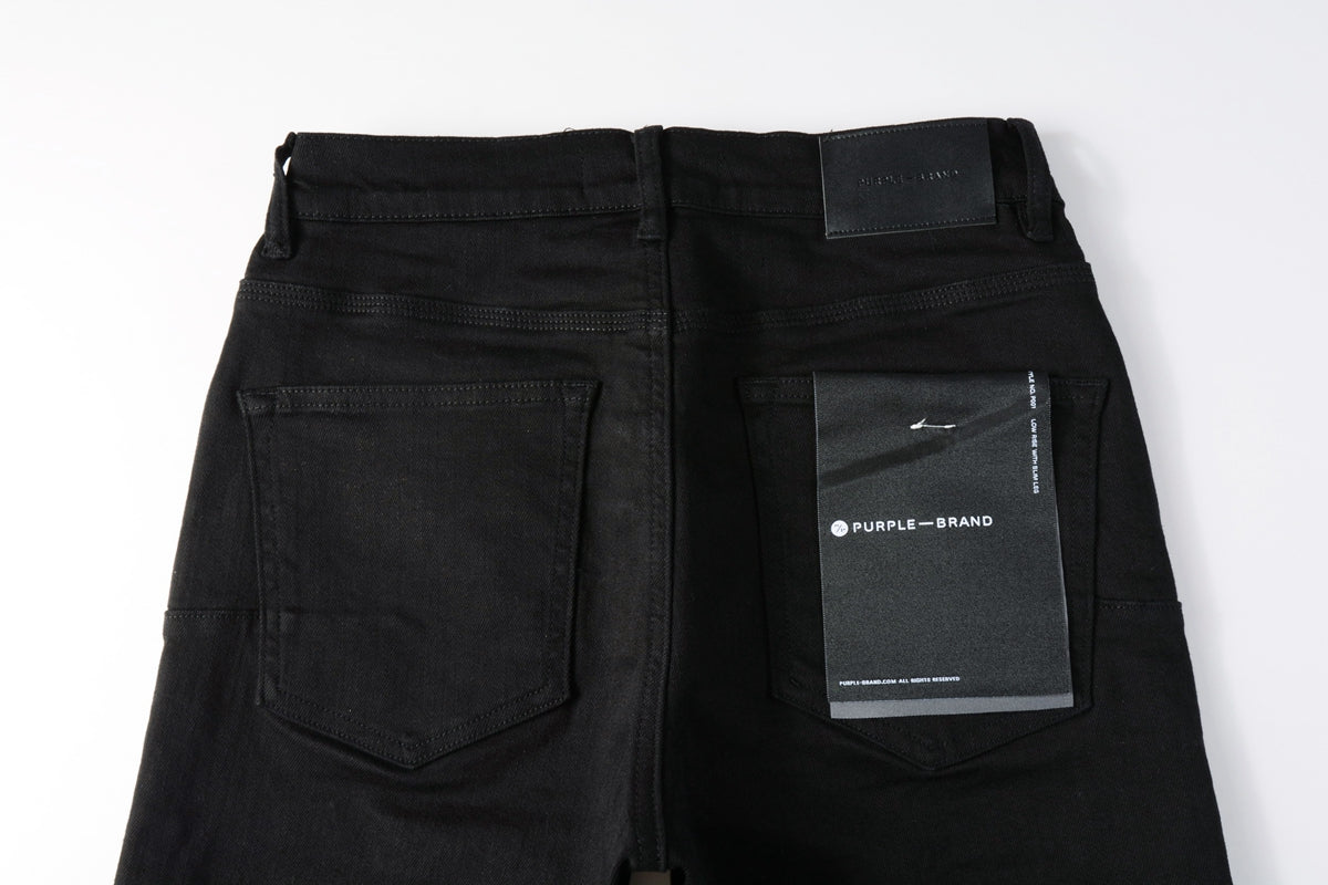 Purple Brand Black Denim Shorts - Waistband Detail