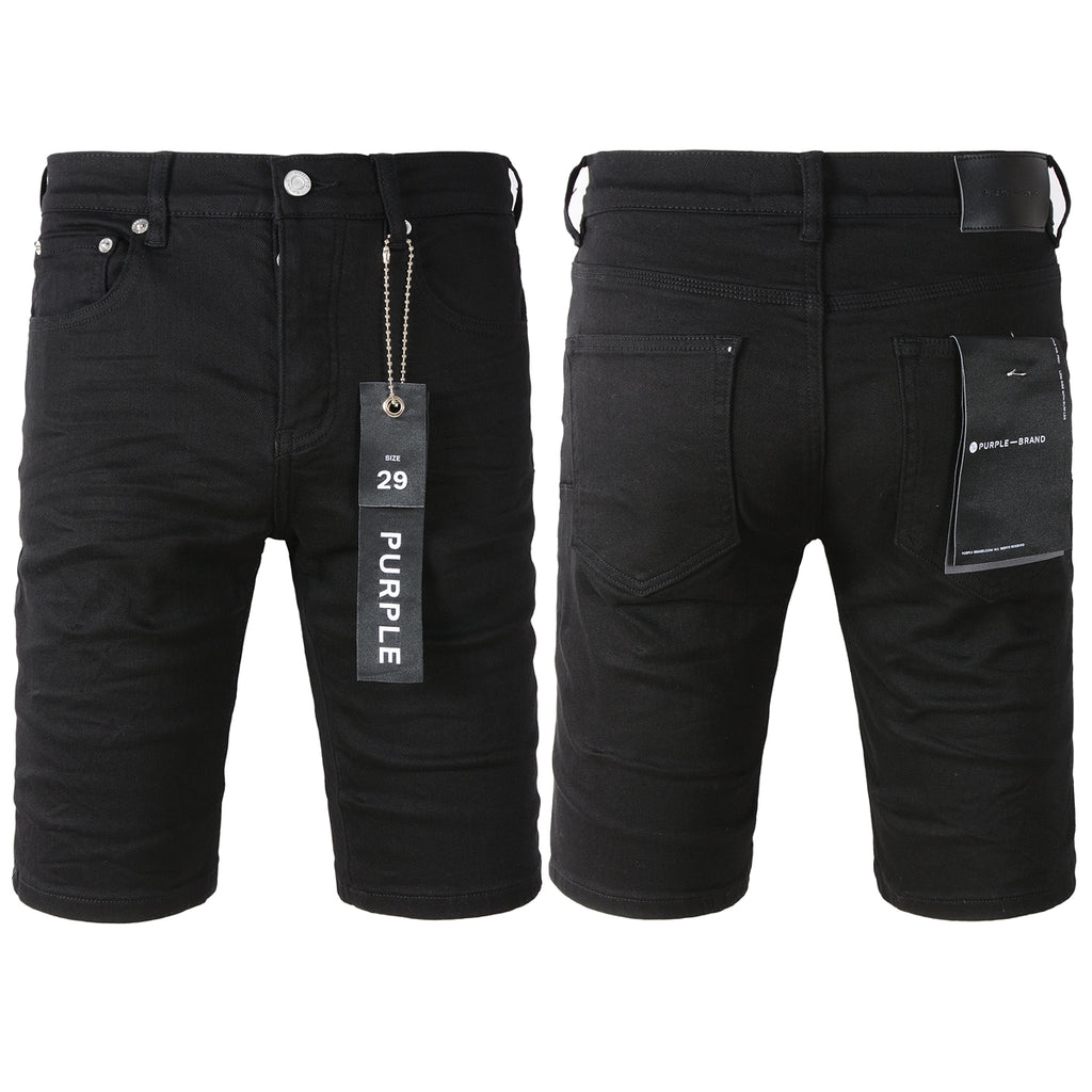 Purple Brand Black Denim Shorts - Back Waistband Detail