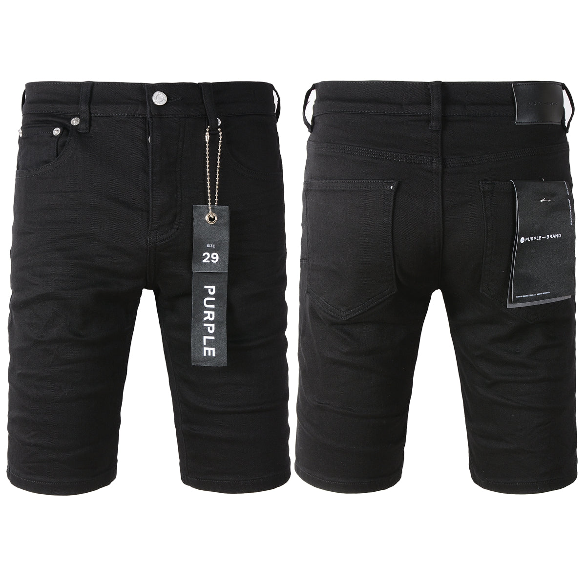 Purple Brand Black Denim Shorts - Back Waistband Detail