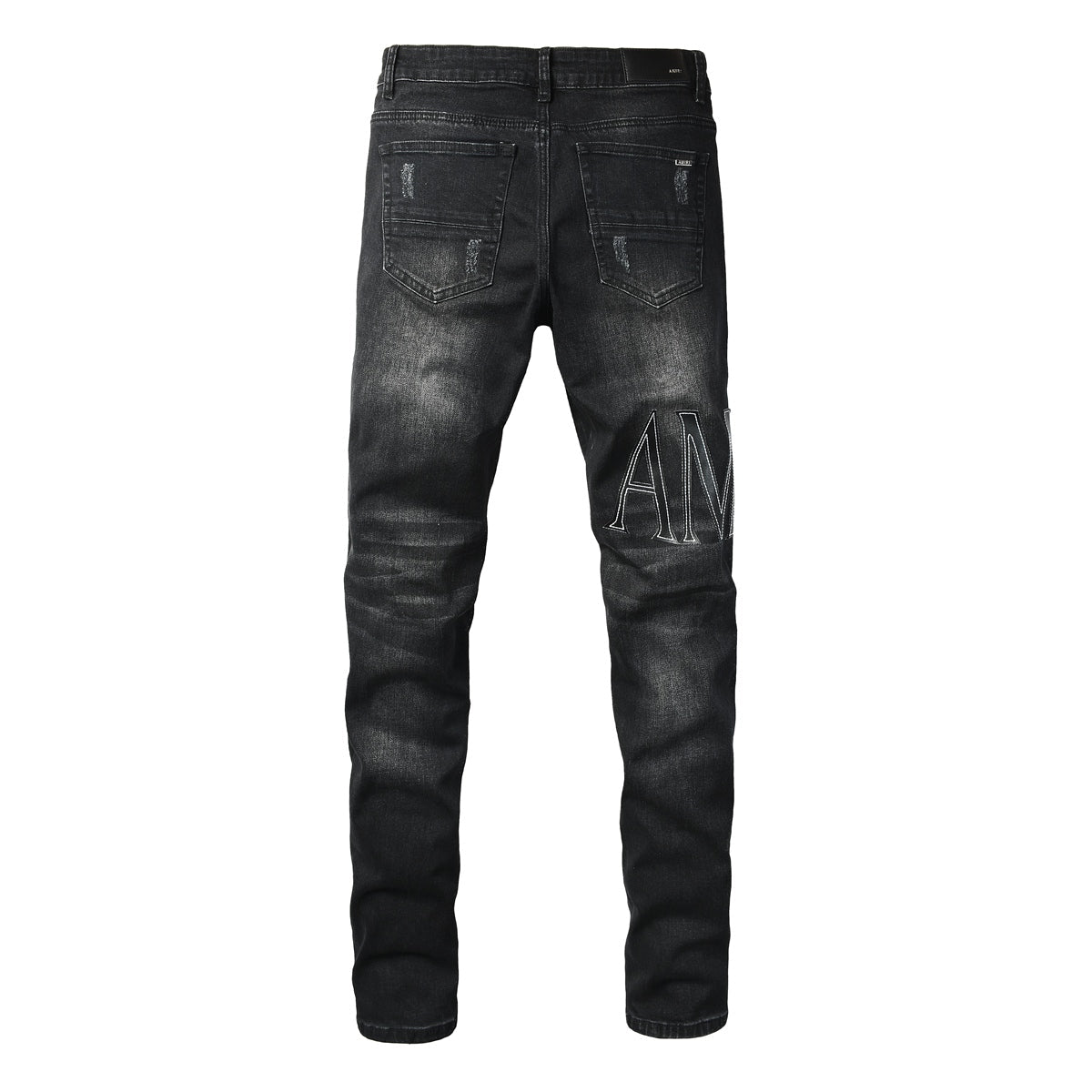 AMIRI Black Distressed Denim Jeans - Back View