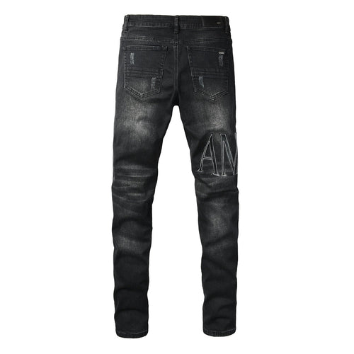 AMIRI Black Distressed Denim Jeans - Back View
