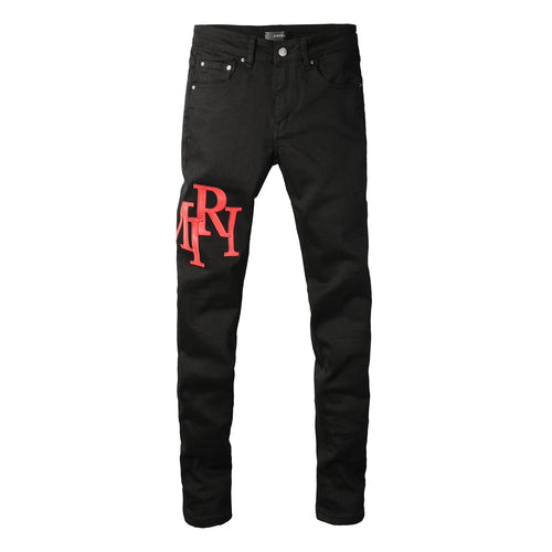 Amiri MA Logo Jeans Black Red – Back view