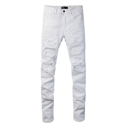 Amiri white distressed jeans - back view