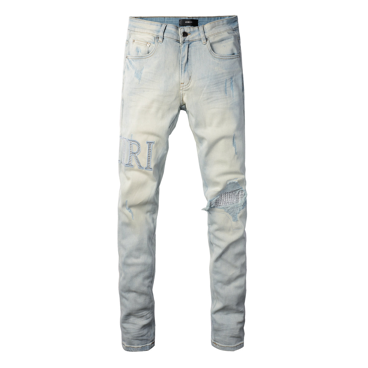 Amiri Crystal Rhinestone Jeans - Front view