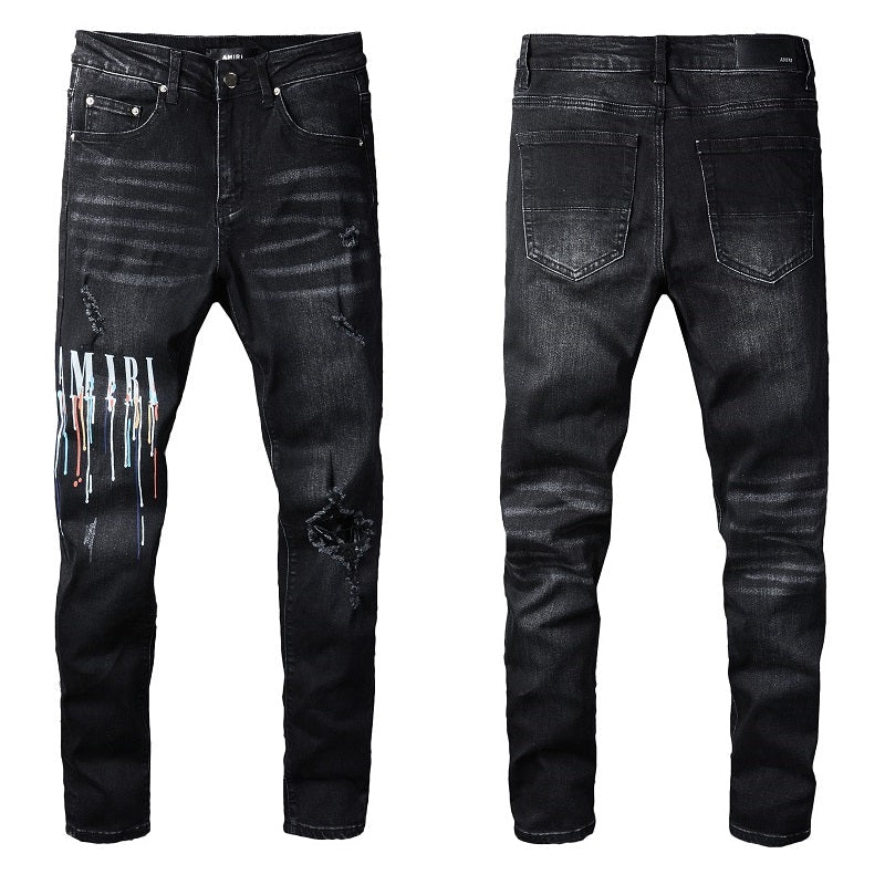 Amiri Paint Drip Jeans Black – Back