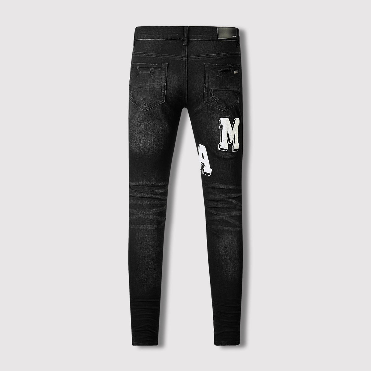 Amiri MA Varsity Letter Black Distressed Jeans - Back view