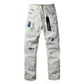 Purple Brand Bleached Distressed Straight-Leg Jeans - Distress detail close-up