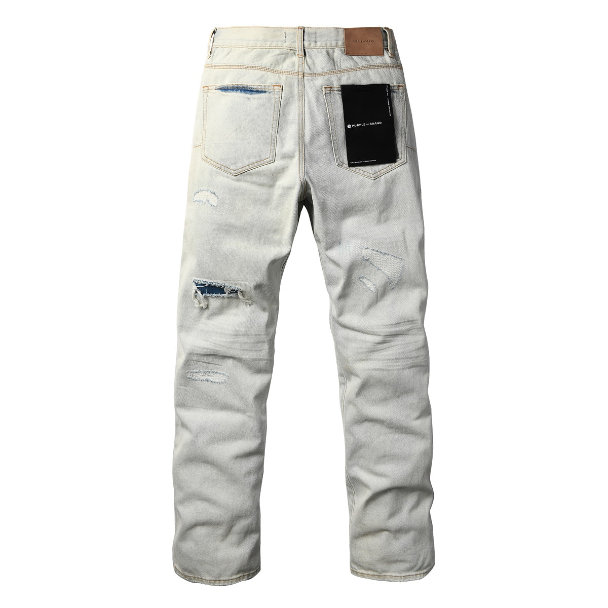 Purple Brand Bleached Distressed Straight-Leg Jeans - Front and back view