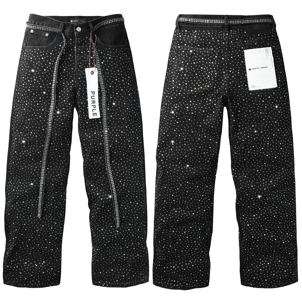 Purple Brand Galaxy Crystal Wide-Leg Jeans - Waistband detail