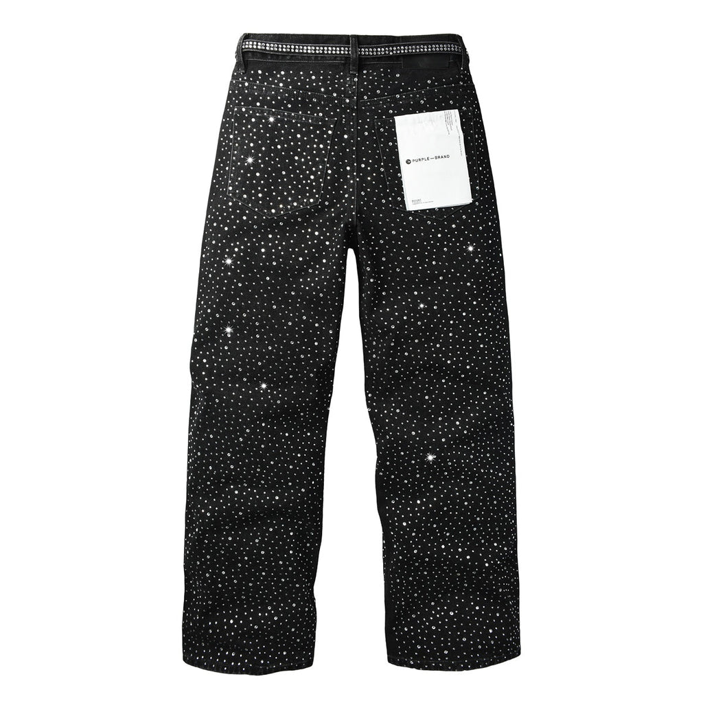 Purple Brand Galaxy Crystal Wide-Leg Jeans - Hem detail