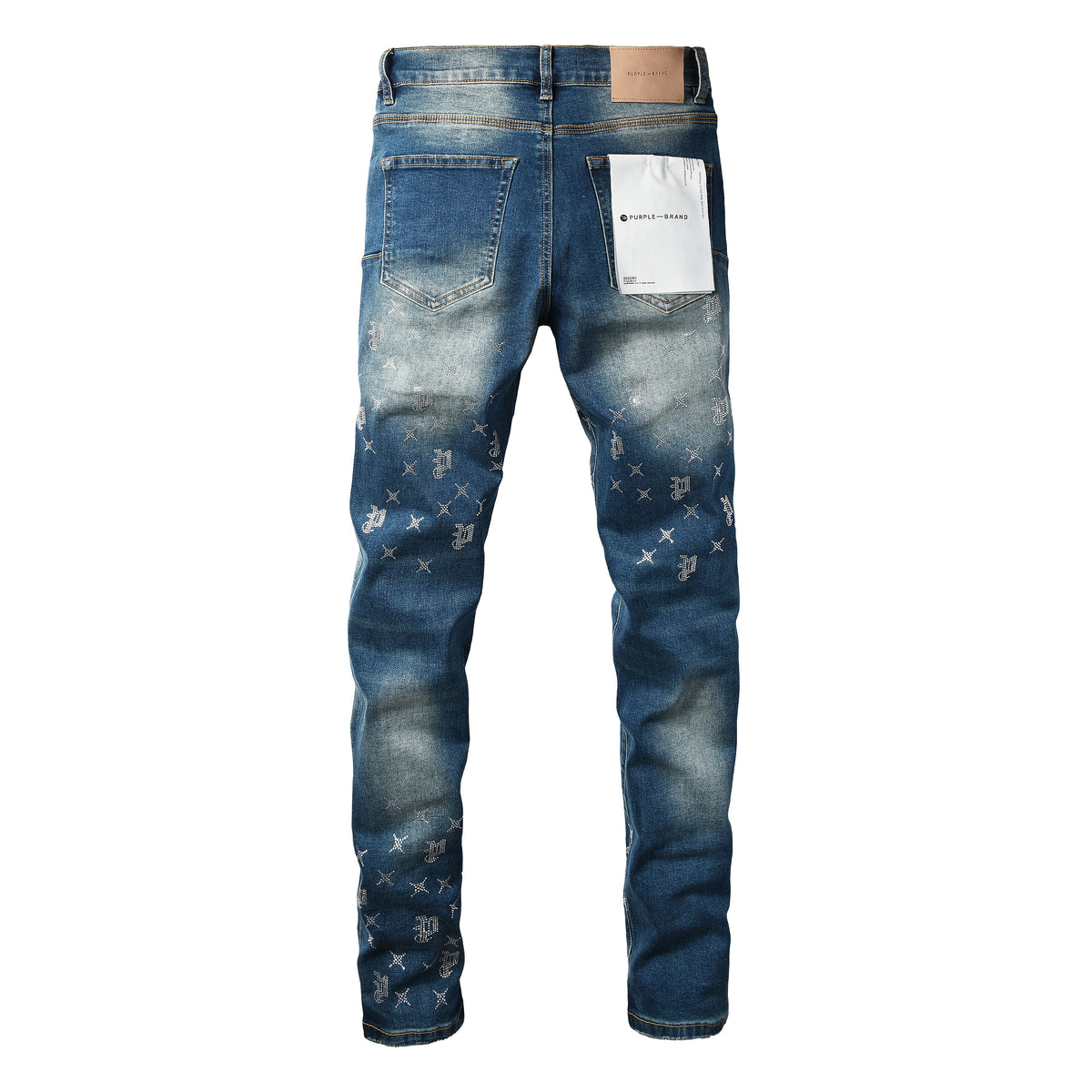 Purple Brand Crystal Monogram Slim Jeans - Waist detail