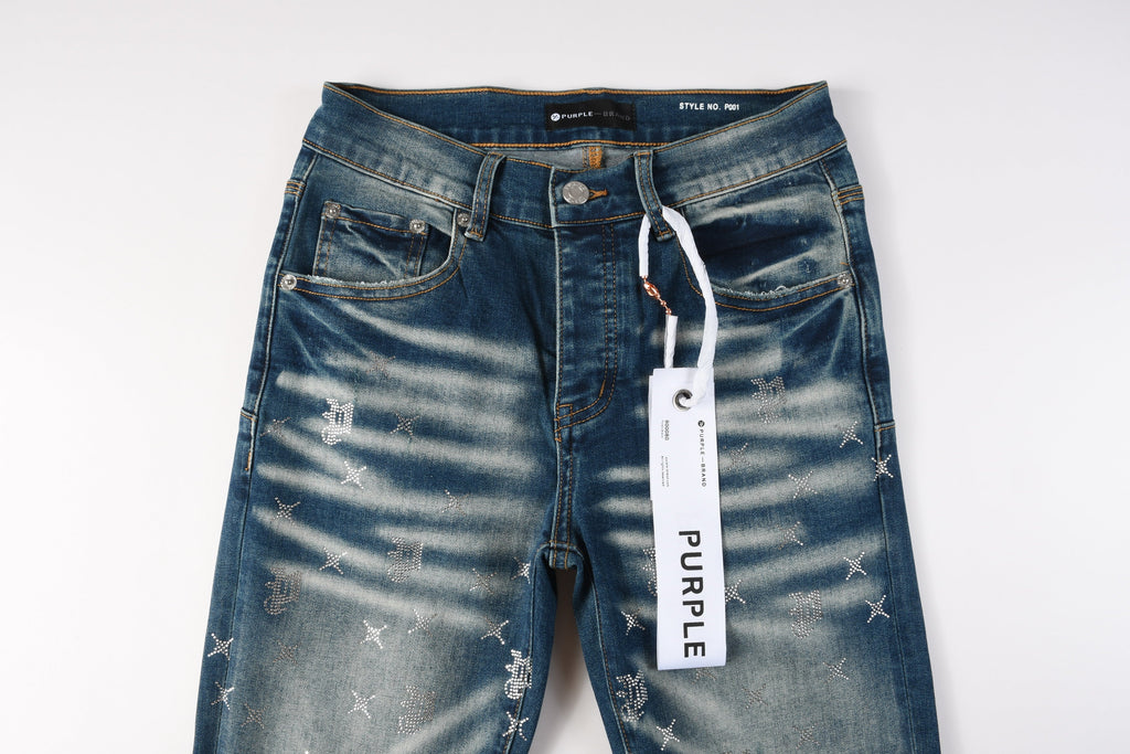 Purple Brand Crystal Monogram Slim Jeans - Back view