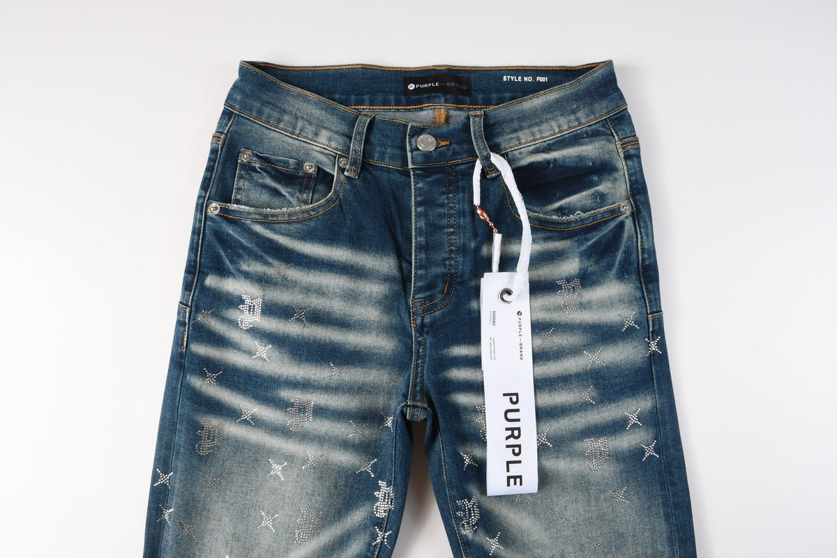 Purple Brand Crystal Monogram Slim Jeans - Back view