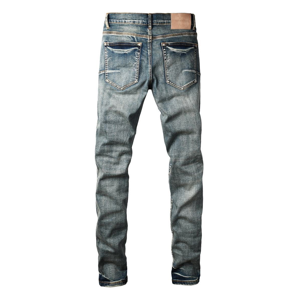 Distressed Red Stitch Slim Jeans - Back View