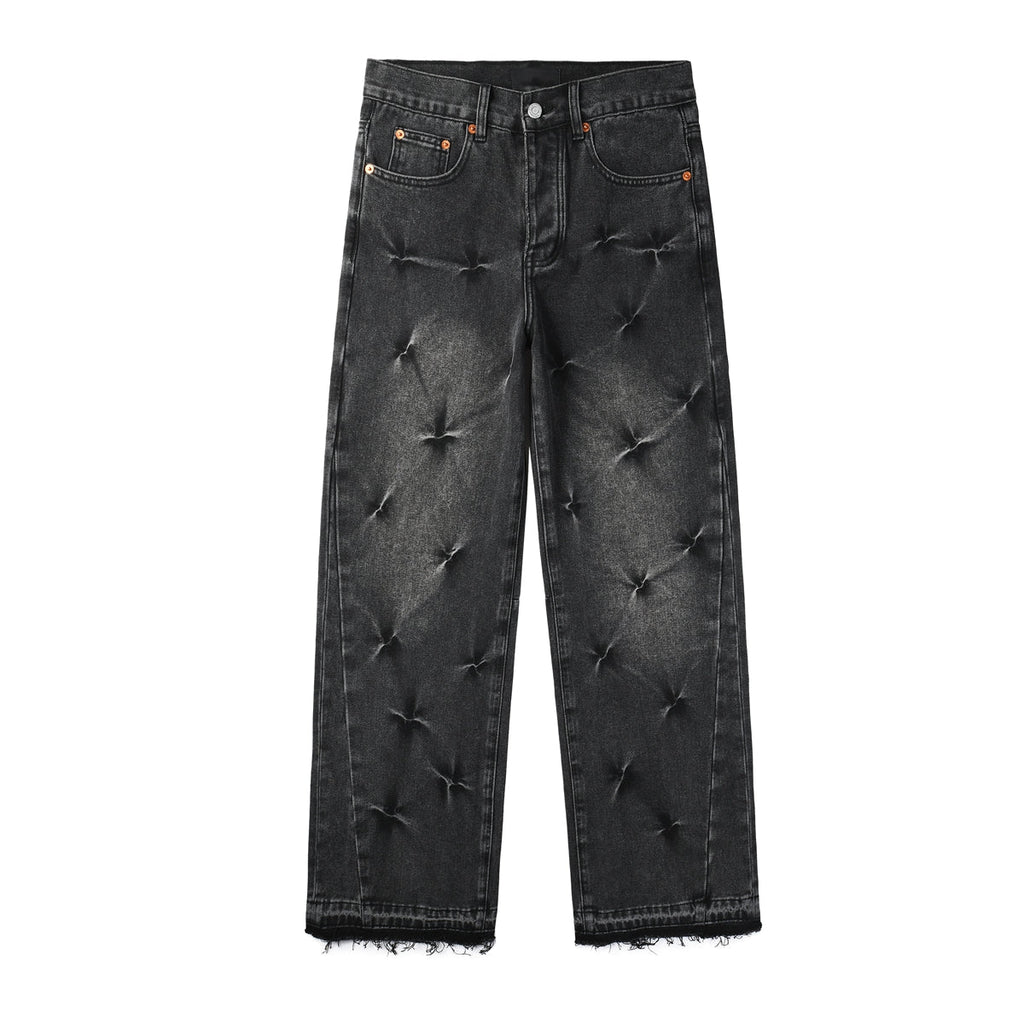 Star Pinch Wide-Leg Black Jeans - Back View