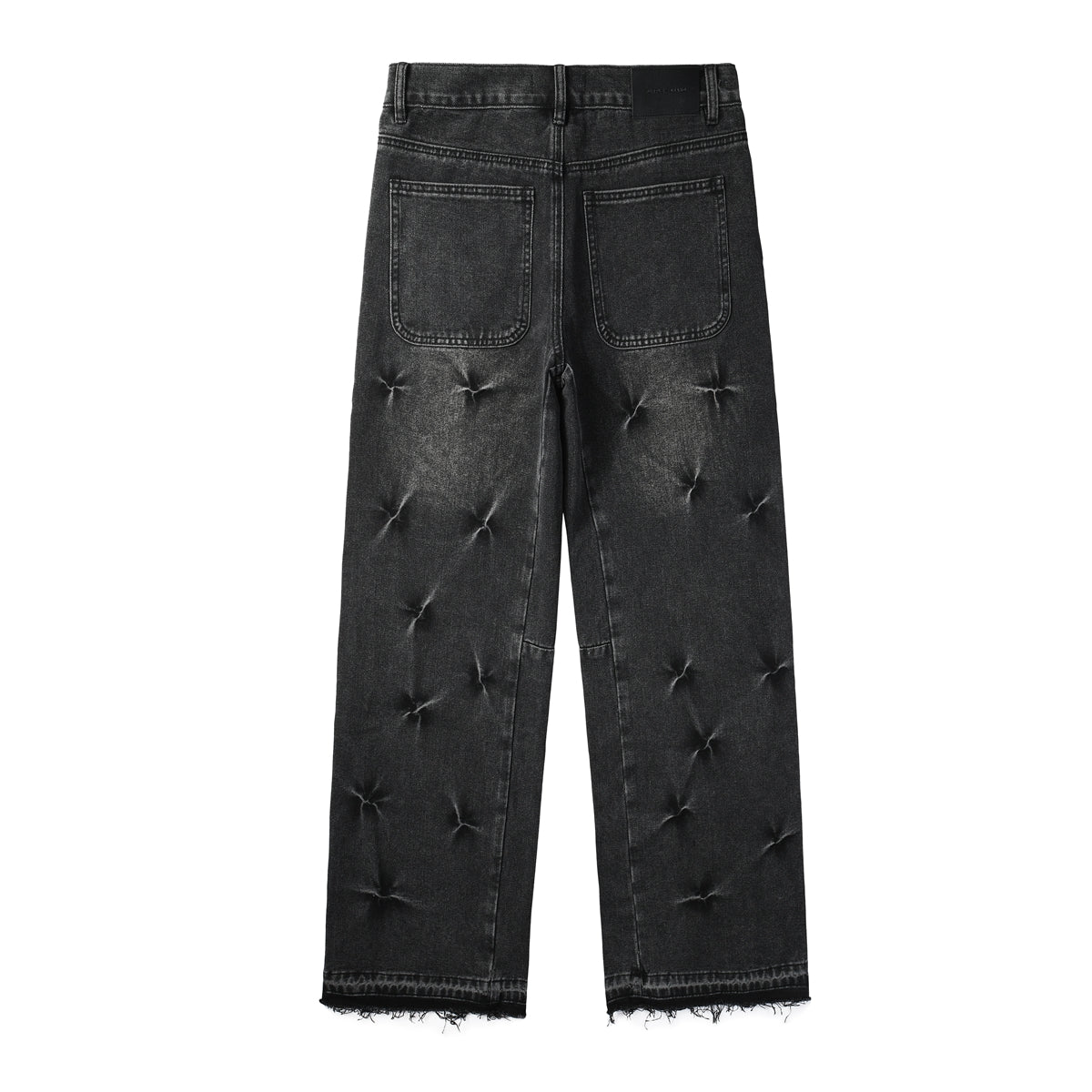 Star Pinch Wide-Leg Black Jeans - Front and Back View