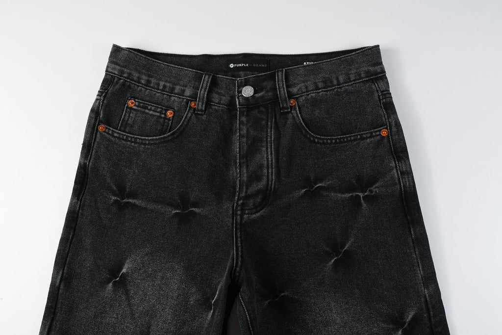 Star Pinch Wide-Leg Black Jeans - Waistband Detail