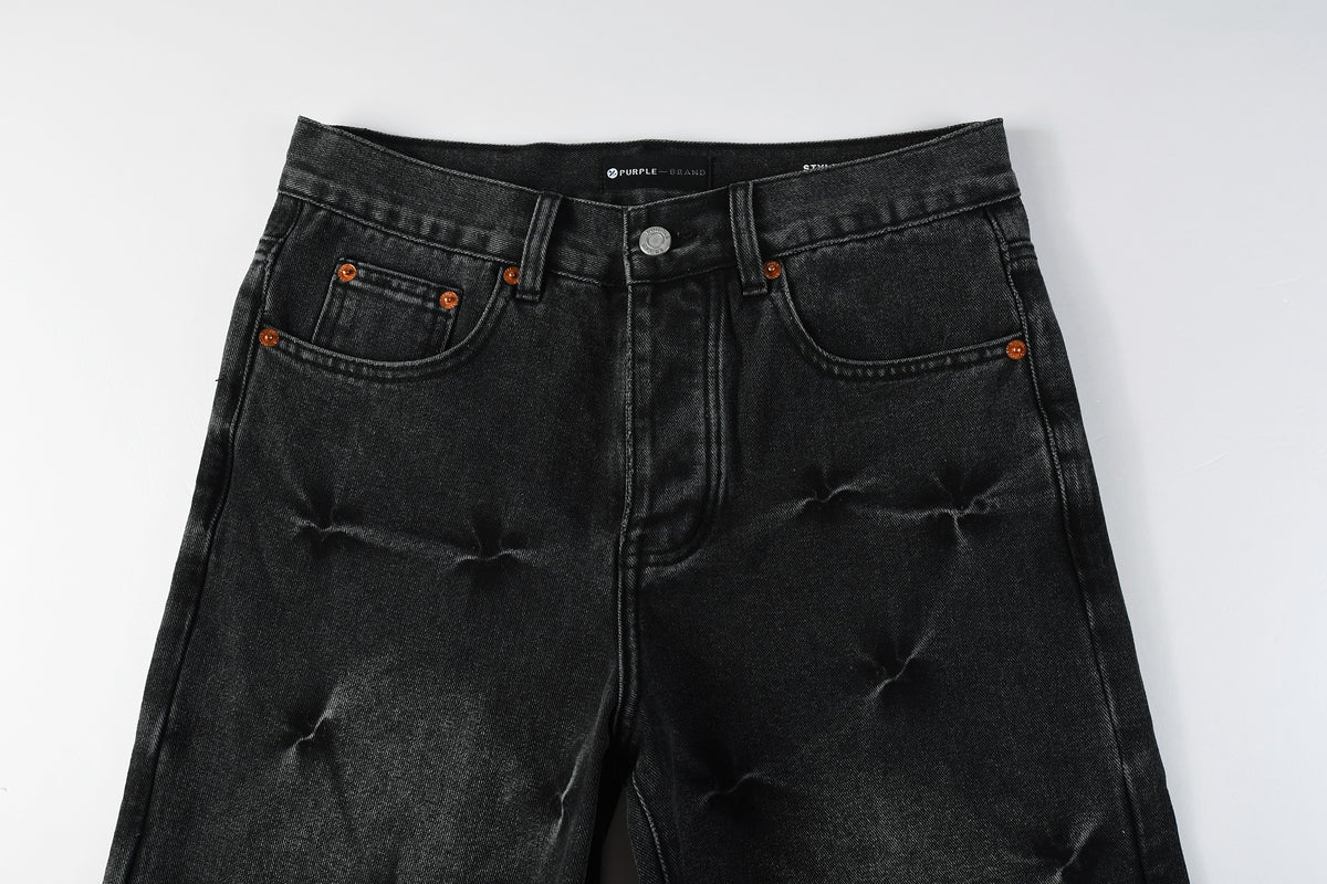 Star Pinch Wide-Leg Black Jeans - Waistband Detail